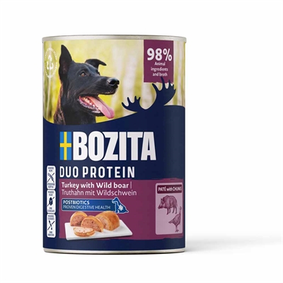 Bozita Hundepaté Duo Protein Kornfrit 98% 400g KALKUN & VILDSVIN